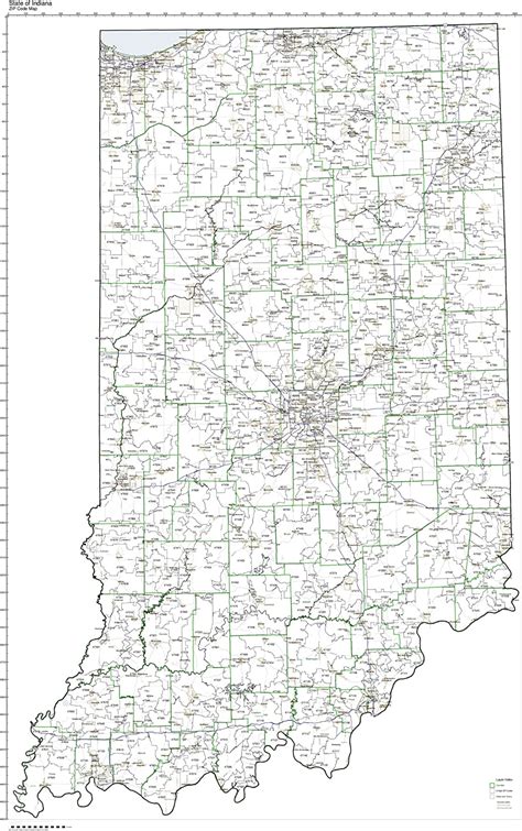 Working Maps Zip Code Map State Of Indiana Laminated Home