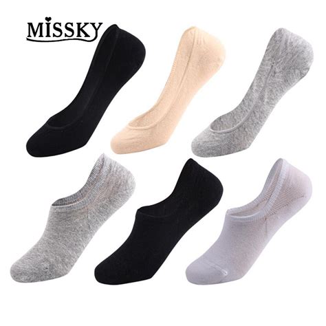 MISSKY Women Breathable Non Slip No Show Socks Low Cut Solid Color Boat