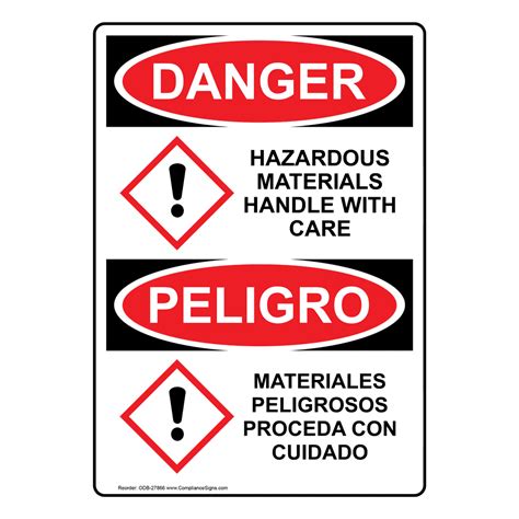 Vertical Osha Ghs Sign Or Label Hazardous Materials Handle With Care