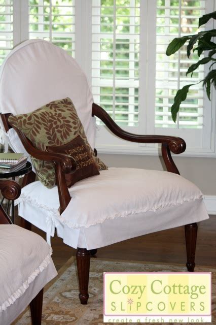 Stakmore queen anne folding chair finish, set of 2, fruitwood. Cozy Cottage Slipcovers: Slipcovers with ties --Oh my!