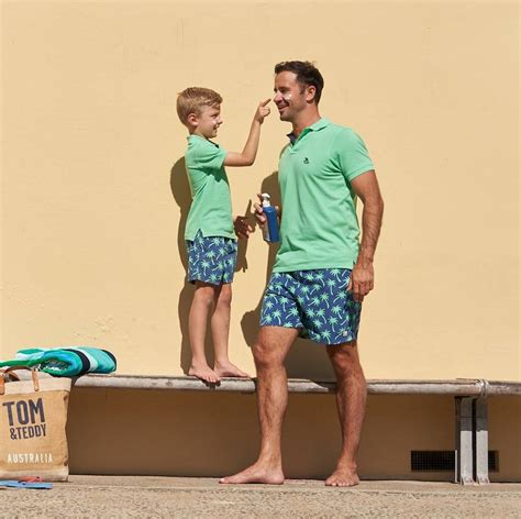 Father And Son Matching Palm Tree Swim Shorts By Tom And Teddy
