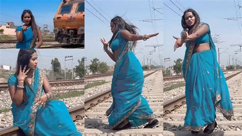 Watch Saree Clad Woman Dances On Railway Track To Create Instagram Reels But When Train Arrives