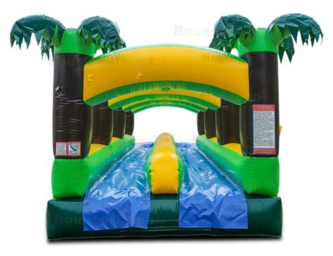 Double Lane Tropical Inflatable Slip N Slide With Pool For Sale Bounce