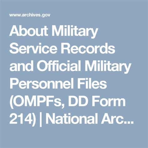 About Military Service Records And Official Military Personnel Files