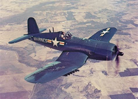 Us Marine Corps Au 1 Corsair Fighter In Flight 1952 Wwii Fighter