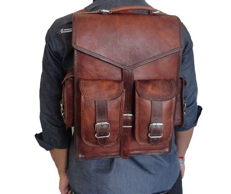Handmadeworld 15 Brown Vintage Leather Backpack Laptop Messenger Bag