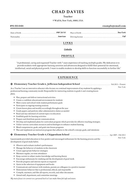 A teacher resume must ensure to show dedication and passion towards the specific field of teaching and also demonstrate the individual's ability and enthusiasm for constant learning. Teacher Resume & Writing Guide | + 12 Samples | PDF | 2019