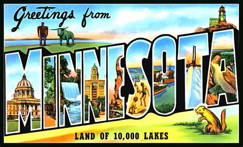 Greetings From Minnesota Land Of 10000 Lakes Photograph By Vintage