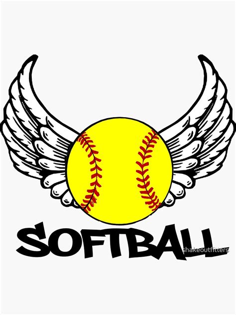Softball With Wings Sticker For Sale By Shakeoutfitters Redbubble