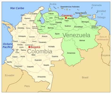 Large Political Map Of Colombia And Venezuela With Capitals Vidiani