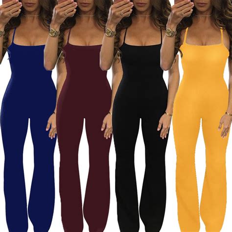 2017 Sxey Soild Sleeveless Jumpsuits Backless Hollow Out Cross Band