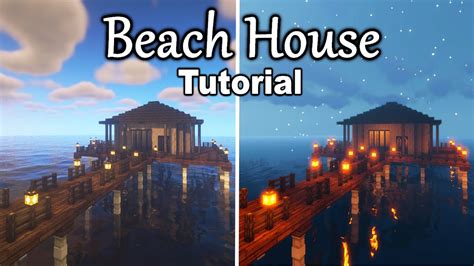 How To Build Beach House In Minecraft Tutorial Youtube