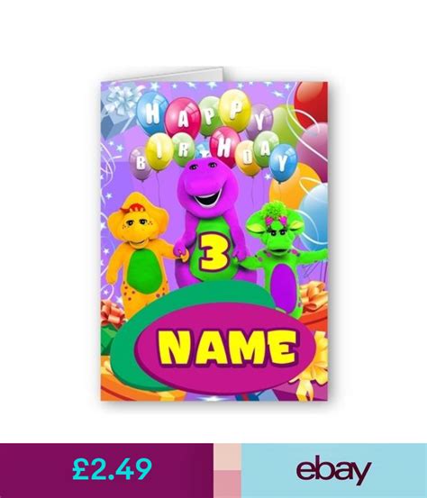 Personalised Barney And Friends Name And Age A5 Happy Birthday Card With