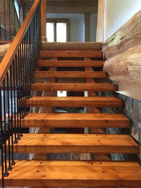 Open Stairs In Pioneer Log Homes Full Log Home Architecture And Design