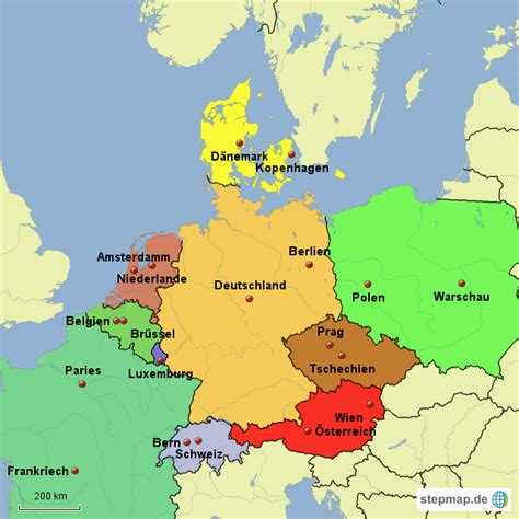 StepMap Karte deutsche Nachbarländer LZ Landkarte für Deutschland