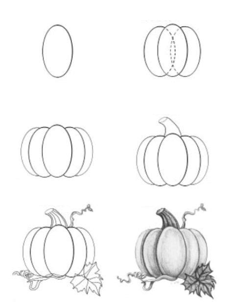 Step By Step Drawing A Pumpkin In 2022 Pumpkin Drawing Halloween