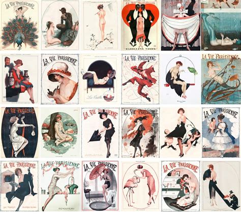 Postcard Set 24 Cards Art Deco Sexy Girls La Vie Parisien Etsy