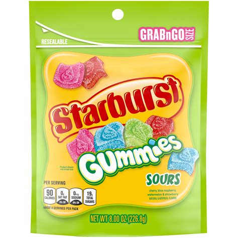 Starburst Sour Gummy Candy Grab N Go 8 Oz Bag