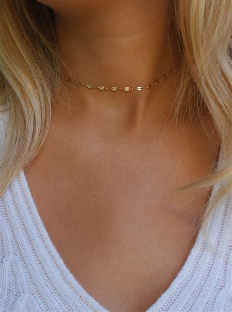 Dainty Gold Choker Necklace Gold Chain Choker Delicate Etsy