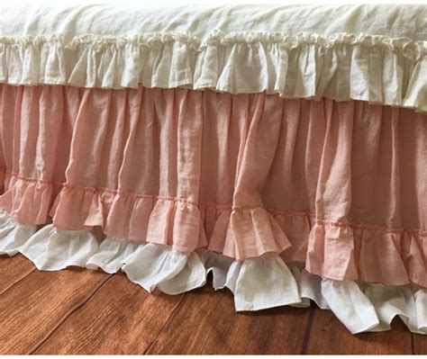 Gathered Bed Ruffle With Country Ruffle Hem Double Layered Handcrafted By Superior Custom Linens