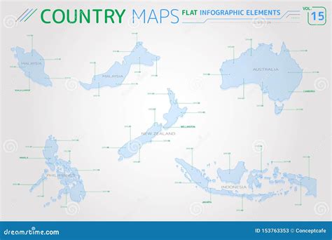 Malaysia Indonesia Australia New Zealand And Philippines Vector Maps