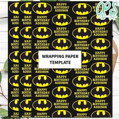Batman Wrapping Paper Printable Template Instant Download