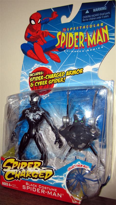 Black Costume Spider Man Action Figure Spider Charged Armor Cyber
