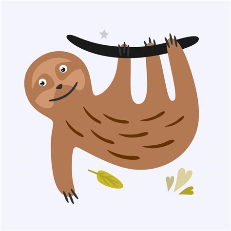 Cute Funny Sloth In A Hand Drawn Cartoon Style Vector Illustration 5278042 Vector Art At Vecteezy