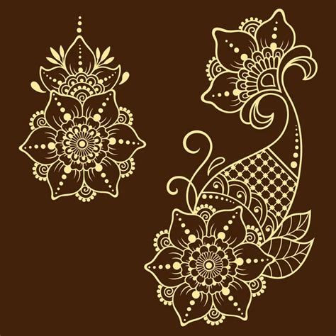 Henna Tattoo Flower Template Mehndi Style Set Of Ornamental Patterns