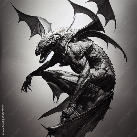 Scary Dragon Illustration Fantasy Picture Stock Illustration Adobe Stock