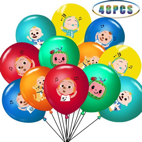 Buy 48 Pcs Cocomelon Party Supplies 12 Inch Latex Balloons 6 Color
