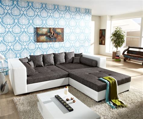 Mit dem hocker kann quinn ganz einfach zum ecksofa umgewandelt werden. Big Sofa Stella 300x140cm Weiss Grau XXL Couch mit Hocker ...