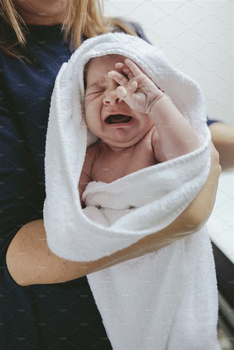 Newborn Baby Girl Crying ~ People Photos ~ Creative Market