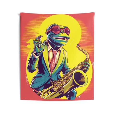 Frog Playing Saxophone Instrument Music Graphic Indoor Wall Etsy