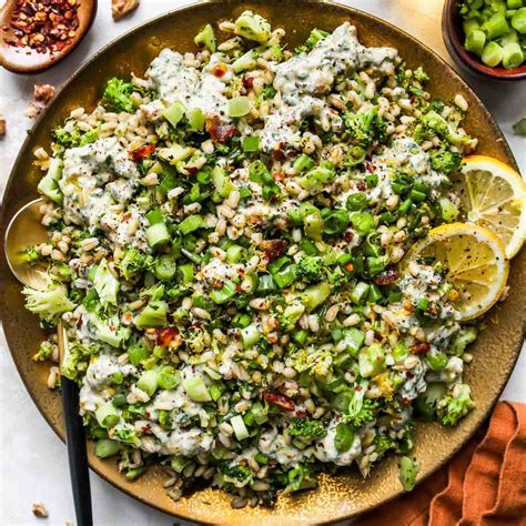 Super Green Grain Salad With Walnut Dressing Dishing Out Health