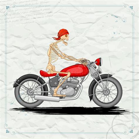 Skeleton Riding Motorcycle Vector Illustration Stock Vector