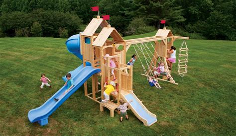 Frolic 279 Wood Swing Set And Outdoor Playset Cedarworks Playsets