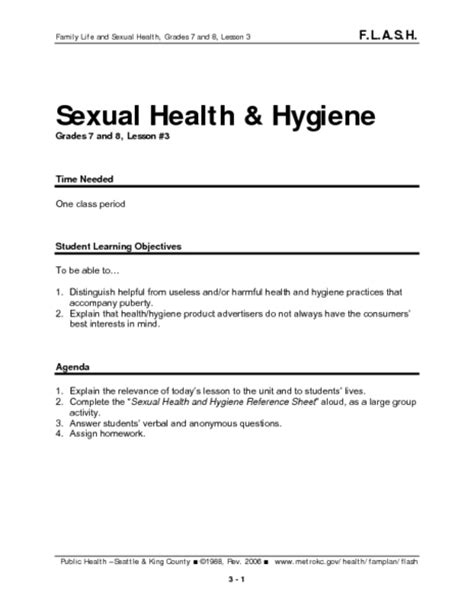 Sexual Health And Hygiene Lesson Plan For 7th 8th Grade Lesson Planet