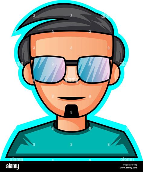 Gamer With Glasses Gaming Logo Illustration Vector On White Background