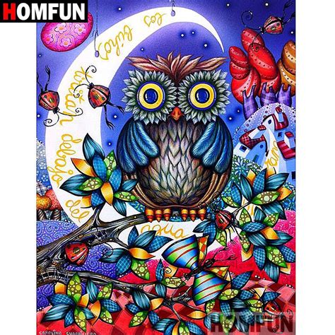 5d Diamond Painting Abstract Owl And Moon Kit Abstract Owl Owl