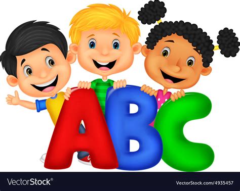 School Kids With Abc Royalty Free Vector Image