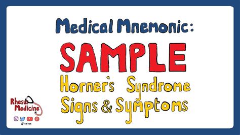 Signs And Symptoms Of Horner S Syndrome Sample Mnemonic Youtube