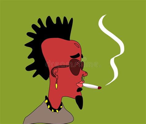 Man With Mohawk Smoking Stock Vector Illustration Of Hair 24584446