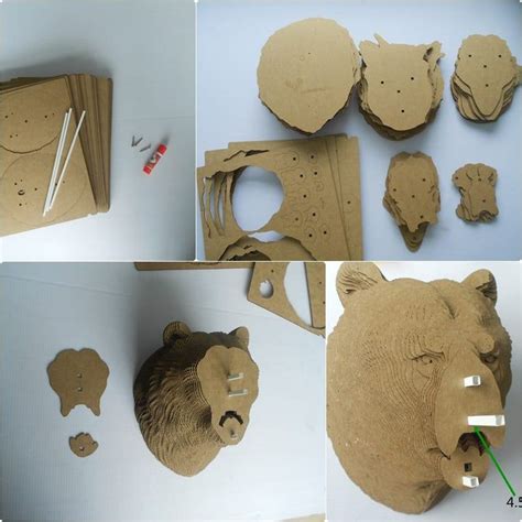 Grizzly Bear Head Trophy Diy Cardboard Sculpture Diy Papercraft 3d