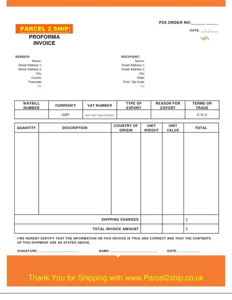 Proforma Invoice Template Pdf Invoice Example