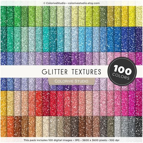 Glitter Digital Paper 100 Rainbow Colors Chunky Glitter Gold Etsy