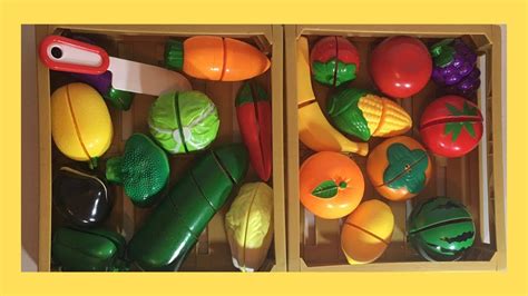 Learn The Names Of Fruits And Vegetables With Velcro Cutting Toys Youtube