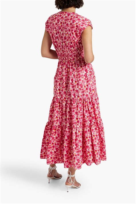 Derek Lam 10 Crosby Tiered Floral Print Cotton Blend Poplin Midi Dress