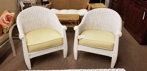 Pair Of White Wicker Chairs Delmarva Furniture Consignment