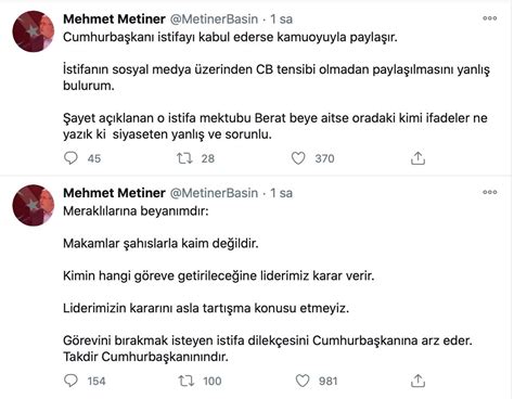 Mehmet Metiner Berat Albayrak N Istifa Mektubu Yanl Ve Sorunlu
